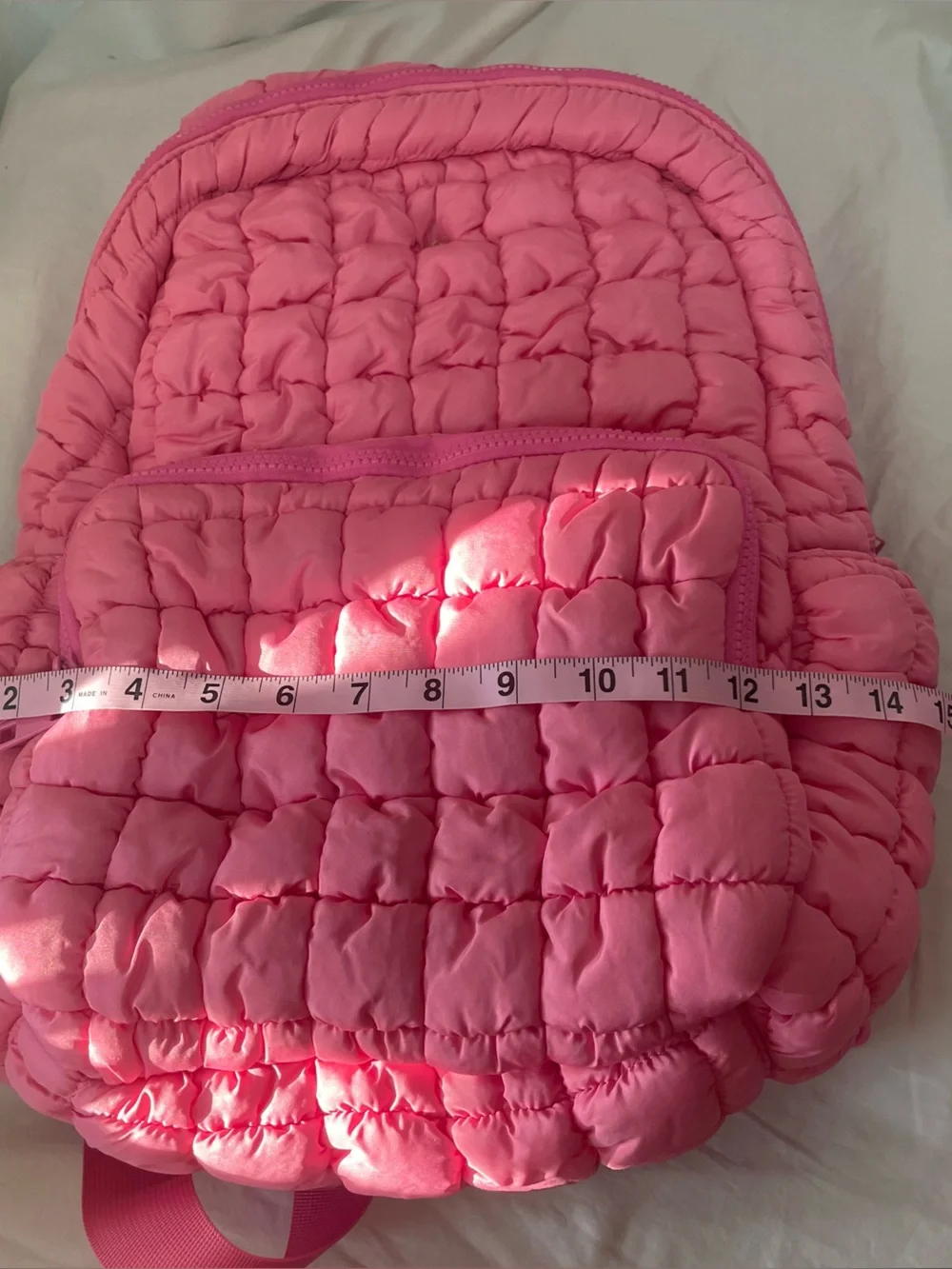 Quilted Puffy Pink Backpack